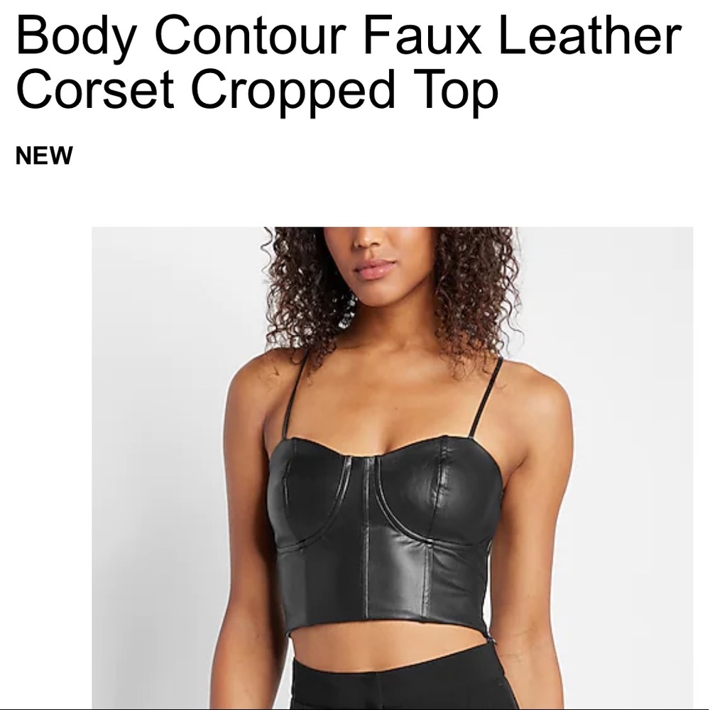 Express body contour faux leather cropped top black Size Large